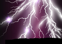 Vector Image Of Realistic Lightning. Flash Of Thunder On A Transparent Background.	
