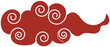 Chinese Cloud. Traditional Curved Red and White Design Element
