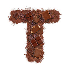 Wall Mural - Letter T made of chocolate