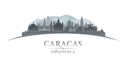 Fototapete - Caracas Venezuela city silhouette white background