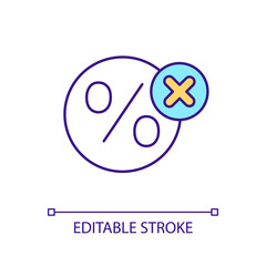 Sticker - No dividends RGB color icon. No profit. Avoid repayments. Financial management. Interest rate. Isolated vector illustration. Simple filled line drawing. Editable stroke. Arial font used