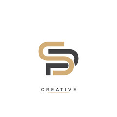 Creative minimal monochrome monogram letter SP and PS line logo design symbol. Graphic alphabet symbol for corporate identity.