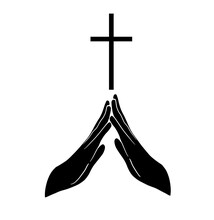 Religious Cross In Hand. Vector Illustration