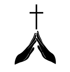 religious cross in hand. Vector illustration