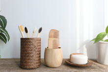 Eco Firendly Bamboo Toothbrush And Hair Comb And Thermometer And Plant Pot And Natural Milk Soap
