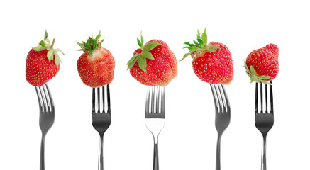 Wall Mural - Organic Strawberry Isolated on White Background Close Up