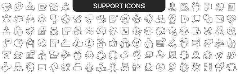 Wall Mural - Support icons collection in black. Icons big set for design. Vector linear icons