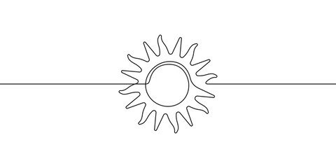 Wall Mural - One continuous line drawn illustration of sun. Vector illustration