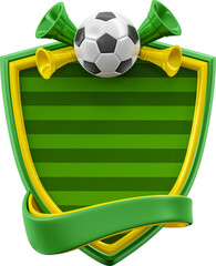 Wall Mural -  Football shield in 3d render in green and yellow