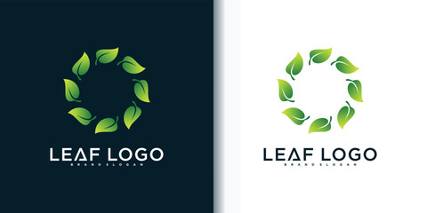 Wall Mural - Creative leaves logo deisgn template Premium Vektor