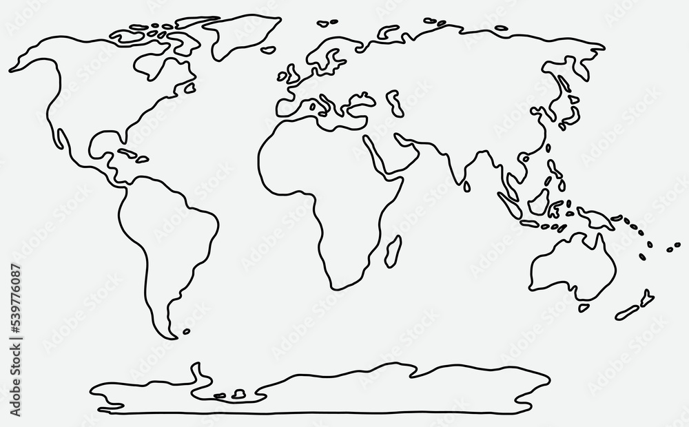 Freehand world map sketch on white background.. Stock Vector | Adobe Stock