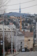 Palisady street with observation and television tower Kamzik, Bratislava, Slovakia