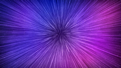 Wall Mural - hyperspace speed effect in night starry sky. bright purple blue galaxy, horizontal background
