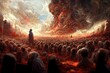 Metaphor of judgement day on earth, image of all the people at judgement day.