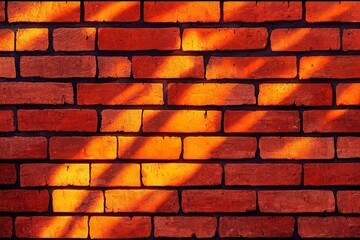 Canvas Print - a red brick wall with a shadow on it, the shadow of a wall on the brick wall, as if it was from a. Generative AI