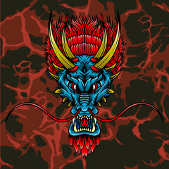 Wall Mural - Dragon head illustration, this is an ideal vector illustration for mascots and tattoos or T-shirt graphics