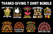 Thanksgiving T Shirt Design Bundle, Football Turkey And Pie T-shirt Design,  Oh My Pumpkin Crew, Turkey Squad, Love Fall Yall, Thankful Grateful And Blessed, Hey There Cutie Pie