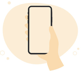 Wall Mural - abstract hand holding mobile phone with white empty screen. illustration