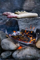 Sticker - Vertical of barbecue and sausages being grilled outside