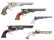 Old Historical Western Guns And Pistols Isolated