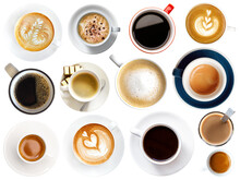 Coffee Cup Assortment Isolated Top View