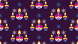 Traditional Indian festival Diwali seamless pattern Happy Festival of lights Deepavali Template for textile, paper, cover Festive Burning diya graphic background Vector abstract flat illustration

