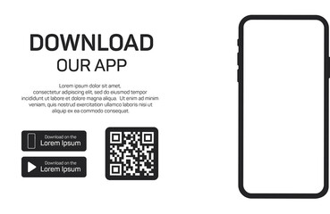 Wall Mural - download our app for mobile phone. advertising banner for downloading mobile app. mockup smartphone 