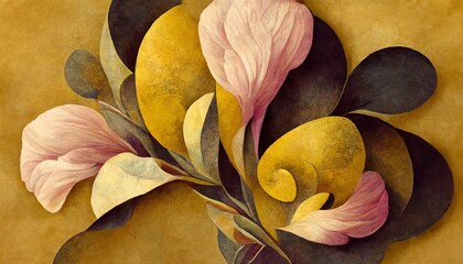 Wall Mural - Elegant floral background in Art Nouveau style. Retro decorative flower design. 3D illustration