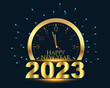 © Pobitro - Happy new year 2023 eve celebration card with clock.