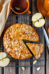 Wall Mural - Sweet apple cake with almonds and toffee topping