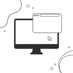 Wall Mural - abstract flat design computer with blank browser window. illustration