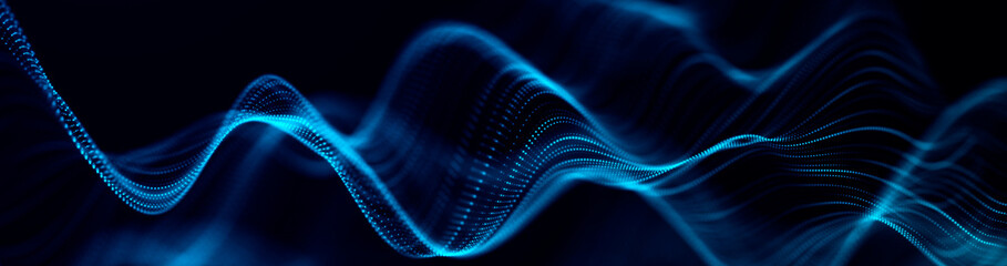 Wall Mural - abstract wave of connected hexagons. futuristic polygonal background. artificial intelligence. big d