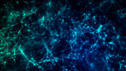Wall Mural - connect background. network structure triangles background with dots and lines. artificial intellige