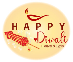 Wall Mural - Vector illustration on the theme of the traditional celebration of happy Diwali. Festival of light.