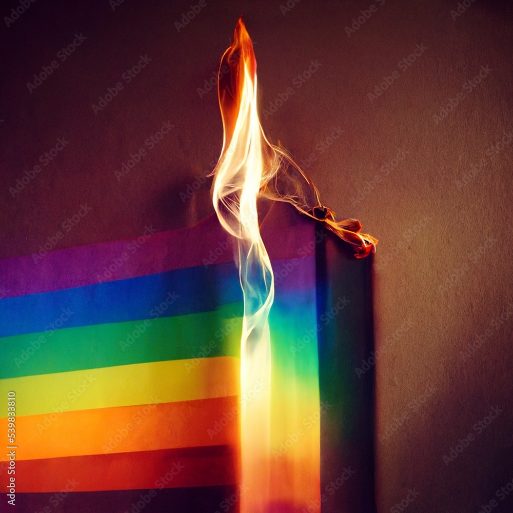 Stock-Illustration „LGBTQ+ symbol burning, a spark triggers the fire ...
