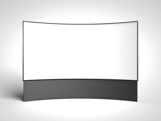 Wall Mural - 3D illustration.  Curved screen digital stand banner isolated on white background