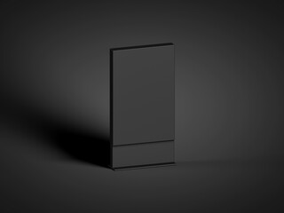 Wall Mural - 3D illustration. Black advertising billboard mockup isolated on black background