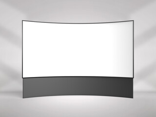 Wall Mural - 3D illustration.  Curved screen digital stand banner isolated on white background