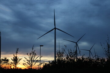 wind turbine at sunset