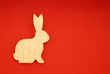Chinese New Year 2023. Golden Rabbit Decoration. Asian Zodiac. Year Of Rabbit. Greeting Card In A Minimalist Style.