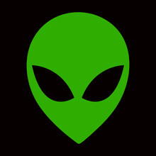 Green Alien Head With Black Background To Edit