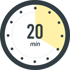 Wall Mural - Timer, clock, stopwatch isolated icon. 20 min. Label cooking time. Illustration