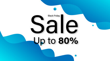 Wall Mural - Modern Abstract Background Black Friday Sale 80 with Fluid Liquid Waves Vibrant Blue Gradient Color