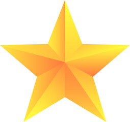 gold star. gradient star in yellow. isolated star shape. award symbol. rating sign on transparent ba
