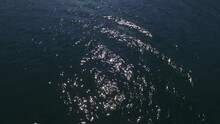 Drone View Of A Motorboat Sailing On The Sea