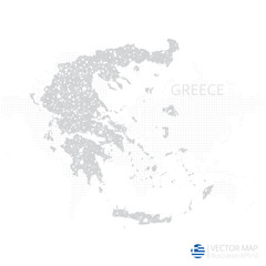  Greece grey map isolated on white background with abstract mesh line and point scales. Vector illustration eps 10	