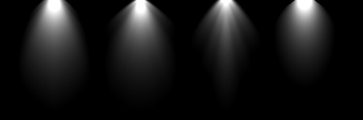 Wall Mural - set of spotlights glow effect on dark background.