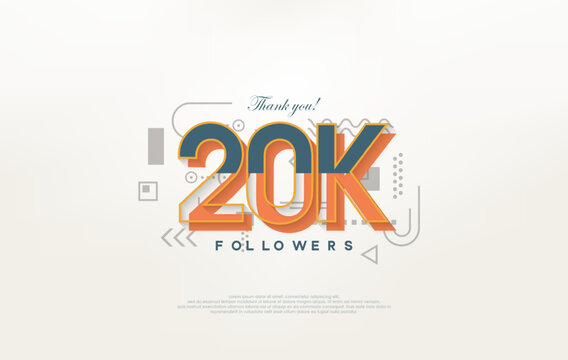 20k followers Thank you, with colorful cartoon numbers illustrations.