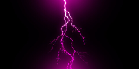 Wall Mural - massive lightning bolt with branches isolated on black background. branched lightning bolt. electric
