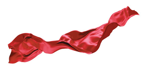 Wall Mural - Red cloth flying in the wind isolated on white background 3D render